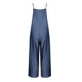 thumbnail image 4 of LilyLLL Womens Chambray Denim Overall Dungaree Bib Suspender Pinafore Wide Leg Jumpsuit Pants, 4 of 5