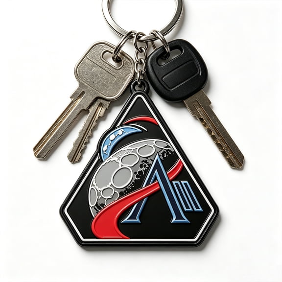 Artemis 2 Keychain, Artemis II Mission Commemorative Keychain - Crewed Lunar Flyby Souvenir, Space Exploration Key Ring for Backpacks