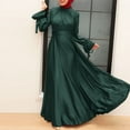 thumbnail image 4 of ZANZEA Women Ruffles Flare Long Sleeve O-Neck Solid Irregular Hem Muslim Casual Party Maxi Long Dress, 4 of 5