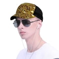 thumbnail image 4 of Baseball Caps Mesh Dad Snapback Outdoor Hats for Men Women, Gold Pattern Of Hexagons, 4 of 7