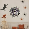 thumbnail image 4 of SUOKOM Halloween Wreath, 14.9in Black Spider Artificial Wreath with LED Lights, Halloween Wreath for Front Door Decoration Battery Operated Glitter Sparkling Wreath, Outdoor Window Porch Patio Wreath, 4 of 6