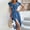 Blue, variant on MORTTIC Women's Floral Print Square Neck Short Sleeve A-Line Midi with Button Detail Slit Boho Summer Dress Red,S