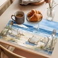 thumbnail image 3 of Coastal Wave Bliue Placemats Set of 4 Ocean Oil Painting Sea Beach Plant Place Mats Indoor Wipeable Table Mats Washable Cloth Dining Table Placemats for Kitchen Holiday Party Home Decor 13x19 Inch, 3 of 9