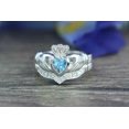 thumbnail image 4 of HeartsAndYou 2ct Natural Topaz & Diamond Engage Ring Claddagh Bridal Set 14k SOLID White Gold, 4 of 9