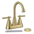 thumbnail image 1 of SBOSBO - llave de lavabo de ba&ntilde;o, 4 pulgadas, llave de ba&ntilde;o para fregadero, 3 agujeros, 2 manijas con ensamblaje de drenaje desplegable y 2 mangueras de suministro de agua para c, 1 of 6