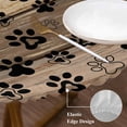 thumbnail image 3 of Brown Beige Round Tablecloth, Fitted Table Cover with Elastic for 45"-54" Round Tables, Rustic Farmhouse Dog Paw Vintage Table Cloth Outdoor Indoor Dinning Party Waterproof Tablecloths, 3 of 7