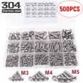 thumbnail image 2 of 500pcs Bolts and Nuts Combination Set 304 Stainless Steel Three Sizes M3/M4/M5 Bolts with Mating, 2 of 8