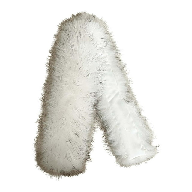 Accesorio de cuello de pelo sintético: decoración versátil para suéteres, abrigos y prendas de vestir. Blanco 70cmx15cm
