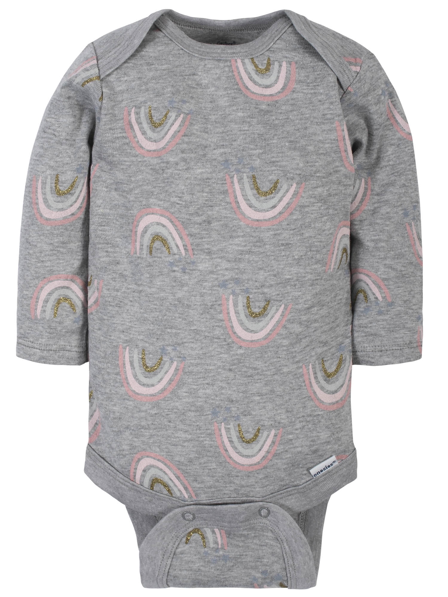 Gerber Baby Girl Long Sleeve Onesies Bodysuits, 6-Pack