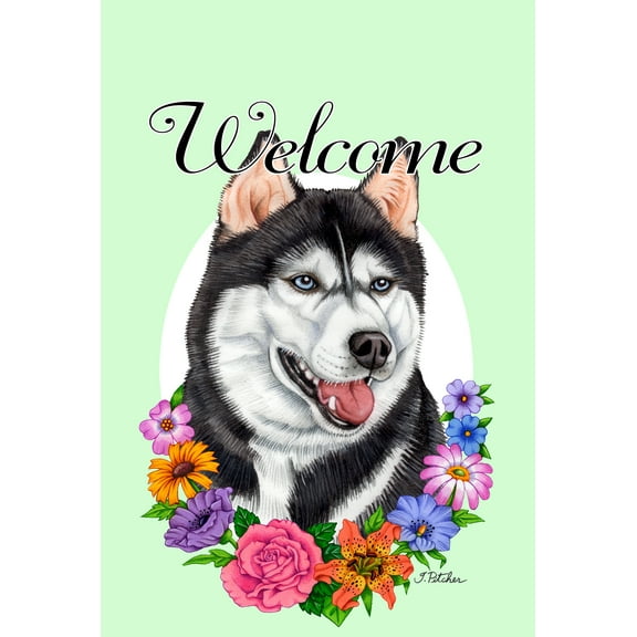 Siberian Husky - Best of Breed Welcome Flowers House Flags