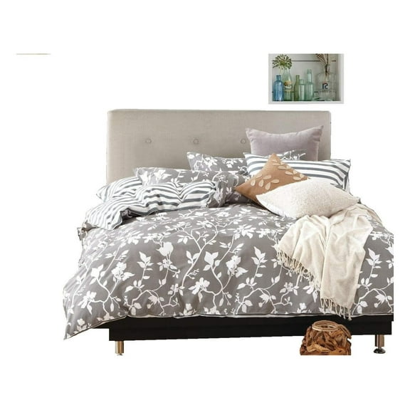 Bilot Leafy Vines 3-Piece 100% Cotton Bedding Set: Duvet Cover and Two Pillow Shams (Oversized King)