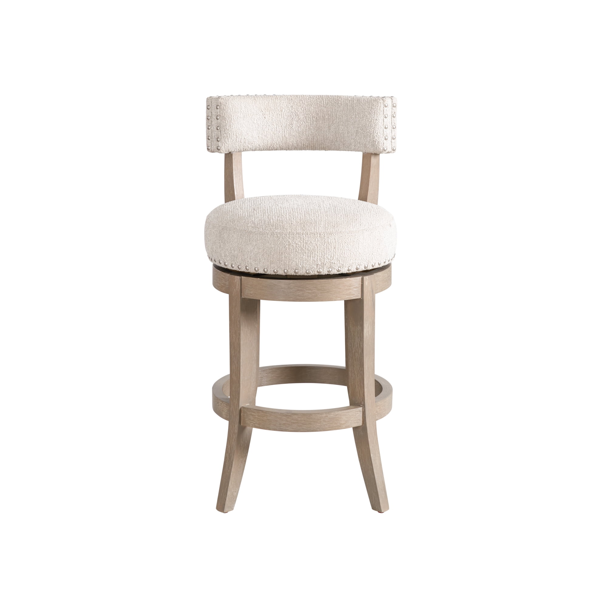 Mystic Solid Wood Upholstered 26" Counter Height Swivel Barstool with Ancient Stone Fabric Seat - Set of 3