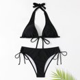 thumbnail image 5 of TIHLMK Bikini Sets for Women Women's Solid Bikini Strap Bikini Deep V Split Swimsuit Gift for Women, 5 of 9