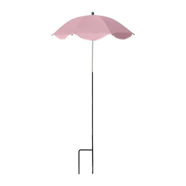 Sombrilla de planta con encaje lateral, protección solar, resistente y versátil. Rosa