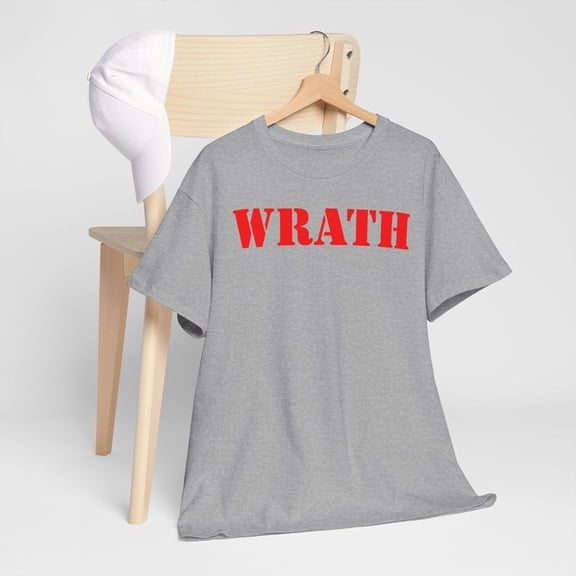 Graphic T-Shirt Gothic Red Text Wrath Dark Aesthetic Minimalist Streetwear Tee Unisex Short Sleeve Casual Shirt