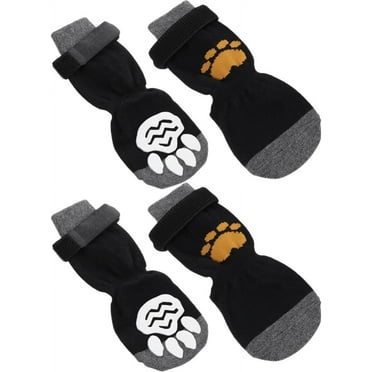 4pcs Cotton Dog Socks Anti-Slip Dog Socks with Grip Double Side Paw Protector Wear-Resistant Dog Paw Covers Pet Paw Protectors for Small Medium Large Dogs S