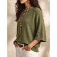 thumbnail image 4 of Casual Loose Round Neck 3/4 Sleeve Knit Basic Batwing Sleeve Design Women's Spring/Autumn Knit Top, 4 of 4