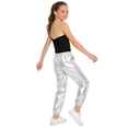 thumbnail image 2 of TSSOE Girls 2Pcs Dance Outfits Sleeveless Sheer Mesh Patchwork Leotard and Pants Set for Ice Skating Gymnastics Silver 10, 2 of 5