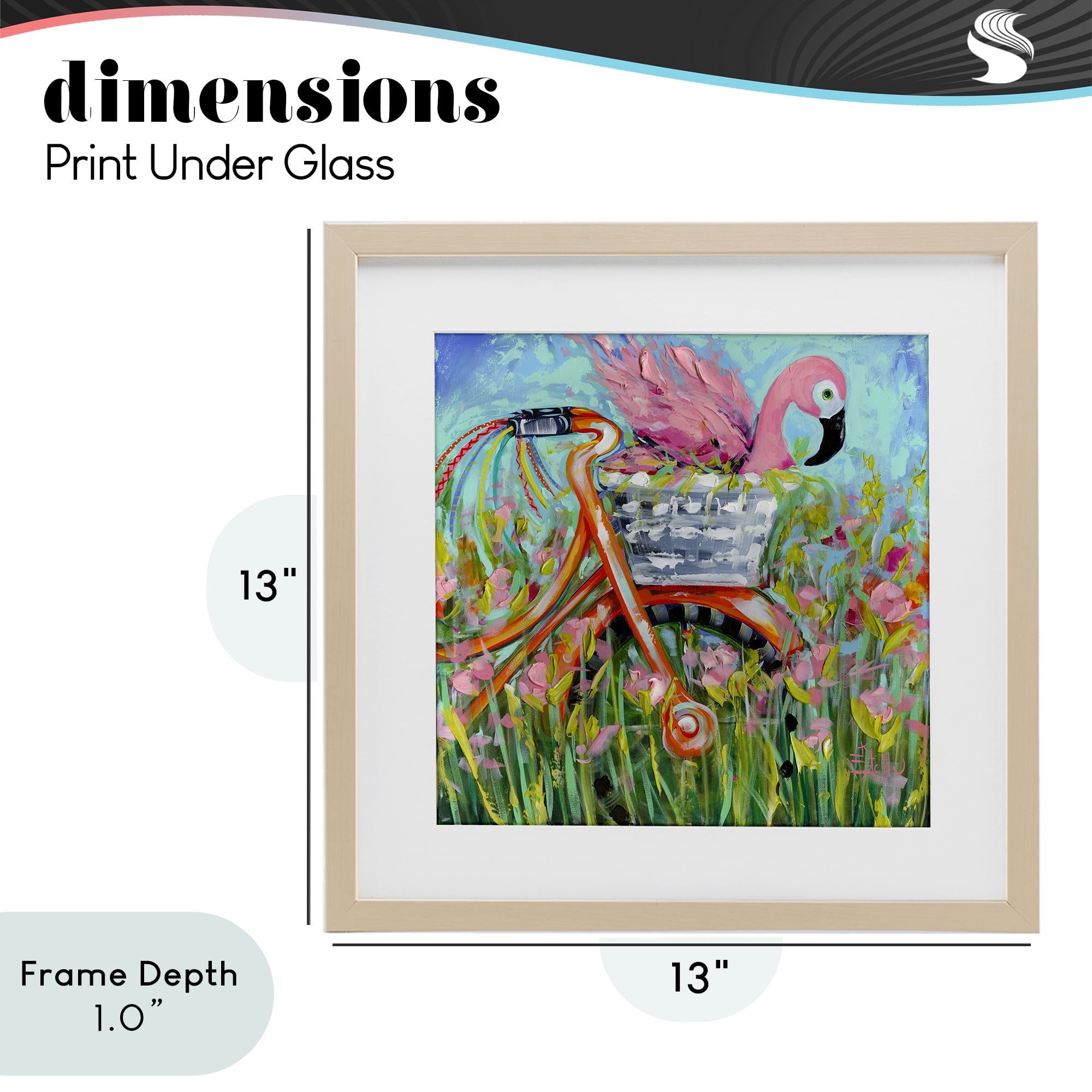 Stupell Industries Flamingo's Free Bicycle Ride Birch Framed Print Under Glass, design by Estelle Grengs