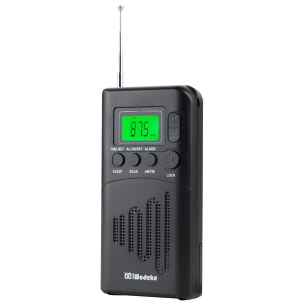 Mini Radio Portátil Radio AM FM Radio Estéreo Pequeña Digital LCD (negro EE. UU.)