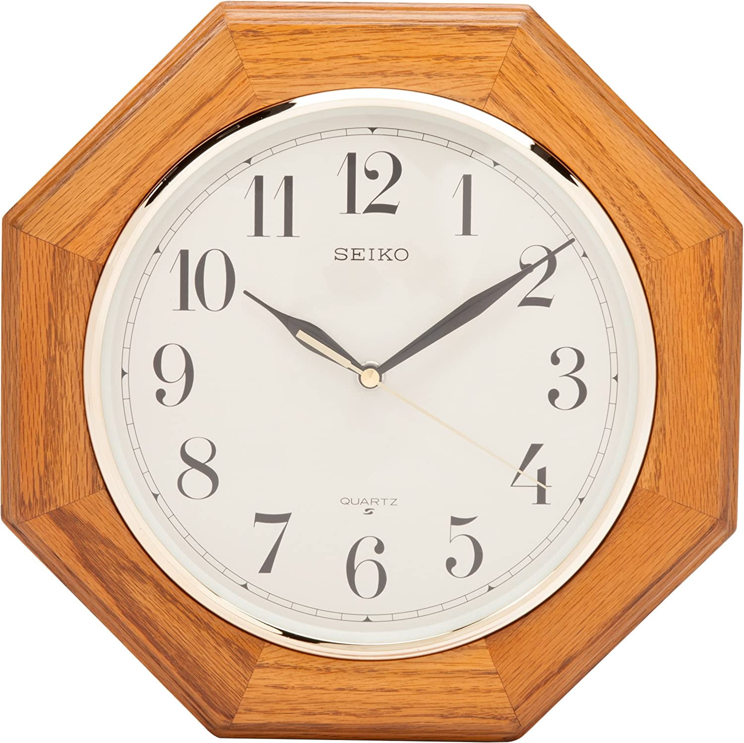 SEIKO 12 Inch Octagonal Solid Oak Wall Clock 