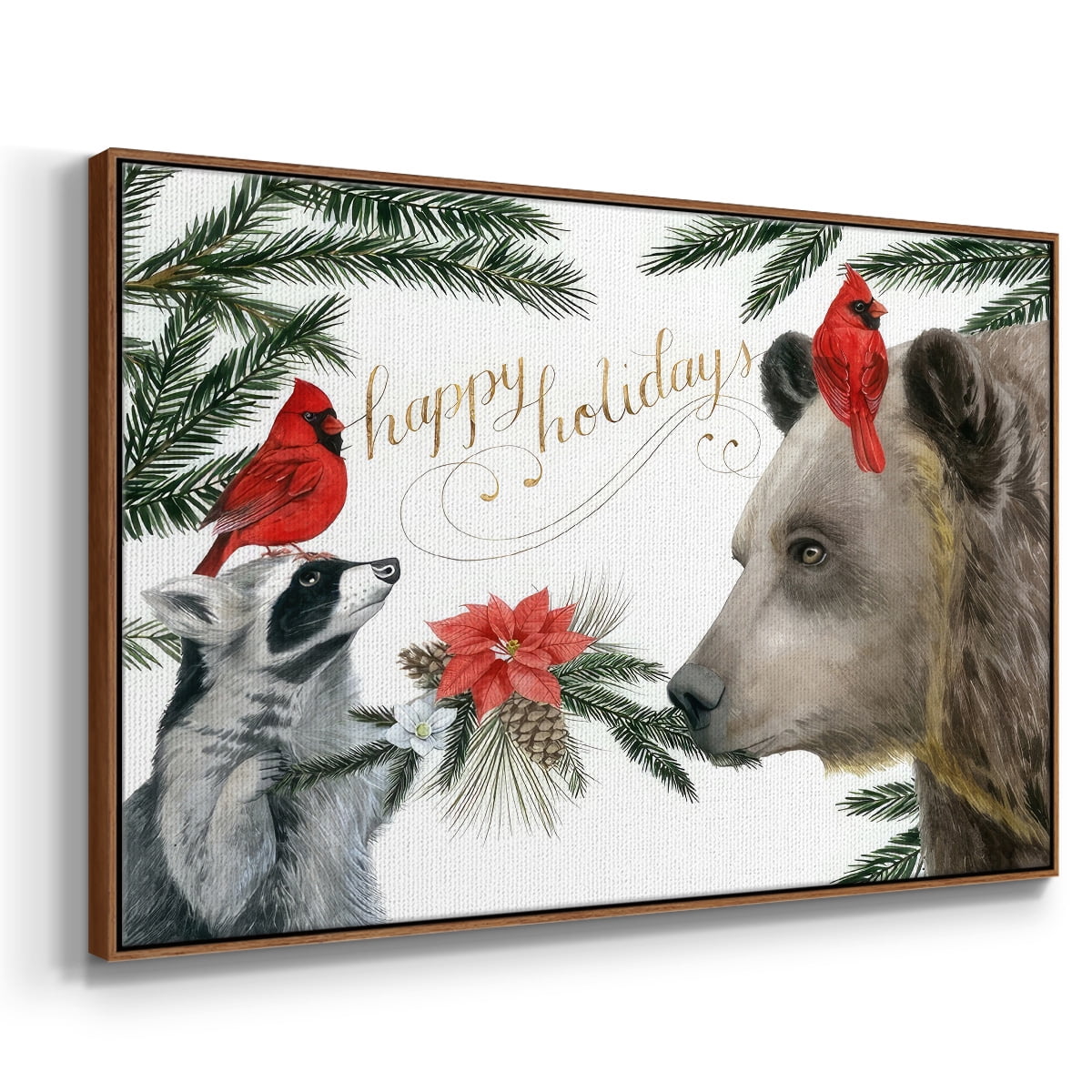 Timberland Christmas Collection A - Framed Gallery Wrapped Holiday Canvas - 27 x 41 - Rosewood Frame