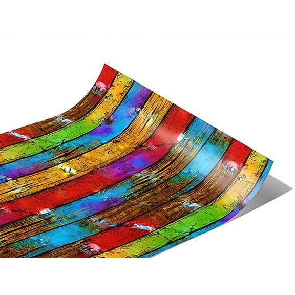 Rwraps Rainbow Wood Plank Distressed Boardwalk Matte Vinyl Film Wrap 59in x 9ft Vinyl Vehicle Car