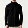 thumbnail image 4 of LODIENY Men Full Zip Cardigan Sweater Stand Collar Regular Fit Ribbed Knit Thermal Sweaters Long Sleeve Baggy Casual Fall Winter Outfits Black XXL, 4 of 5