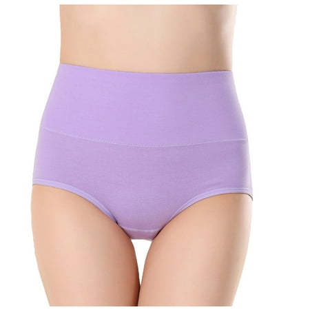 GA WEIHUA ClearanceHigh Rise Seamless Panty for Women Stretch Elastic Waist Underpant Trendy No Trace Briefs Classic Solid Underoutfit(Purple M)