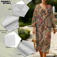 thumbnail image 5 of DISNIMO Mandala Flower Printed Womens 3/4 Sleeve Maxi Dresses Loose V Neck Dress Casual Midi Dress Beach Vacation Shift Dresses Fashion Spring Outfits, M, 5 of 6