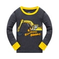 thumbnail image 2 of Popshion Toddler Boys Pajamas Excavator Print 100% Cotton Pjs 2 Piece Long Sleeve Sleepwear Kids Clothes Set 5T/6120, 2 of 7