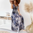 thumbnail image 3 of Bidobibo Womens Summer Maxi Dresses Tropical Print Beach Dresses V-Neck Sleeveless High Waist Lace up Flowy Maxi Dress Sundress, 3 of 9