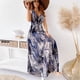 thumbnail image 3 of Vestidos largos de verano Bidobibo para mujer, vestidos de playa con estampado tropical, cuello en V, sin mangas, cintura alta, con cordones, vestido largo fluido, vestido de verano para vacaciones, 3 of 8
