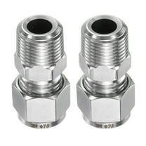 Uxcell 2pcs Compression Fitting 3/8" OD x 3/8" NPT Male Stainless Steel Coupler Adapter