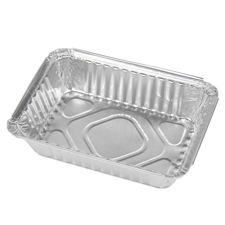 Rectangular Disposable Aluminum Foil Pan Take Out Food Containers with Flat  Board Lids, Steam Table Baking Pans, 32 oz, 2.25 lb, Quart [50 Pack]
