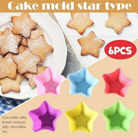 

6pcs Embellishment Colorful Star Silicone Cupcake Liners Mold Muffin CupCake