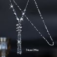 thumbnail image 3 of Collier Pull Perles de Cristal Pailleté Long Collier à Pompons pour Femmes, 3 of 10