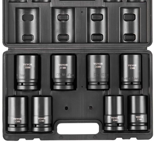 Juego de enchufes de impacto VEVOR 1 Drive, 8 piezas de profundidad, 27-41 mm, métricos