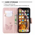 thumbnail image 6 of Allytech iPhone XS Max Case (6.5"), Slim Fit PU Leather Folio Butterfly Embossed Shockproof Wrist Hand Strap Flip Cards Holder Wallet Case TPU Back Cover for Apple iPhone XS Max, Pink, 6 of 8
