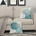 thumbnail image 4 of Teal Pillow Covers 18X18 Inch Teal Grey Gray Dahlia Flower Elegant Floral Line Outdoor DecorativeThrow Pillow Cases Farmhouse Decor for Home Couch Sofa Bed Square Linen Cushion Covers, Set of 2, 4 of 6
