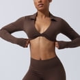 thumbnail image 6 of Women's V Neck Sports Bras Workout Running Athletic Bra Long Sleeve Crop Tops Metamorph Sienna Twist Deep V Workout Cropped T Shirt Top with Compression for Yoga Pilates Gym Outfit, 6 of 7
