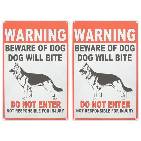 2Pcs Beware of Dog Sign Metal Beware Dog Sign Warning Sign Garden Yard Dog Warning Sign