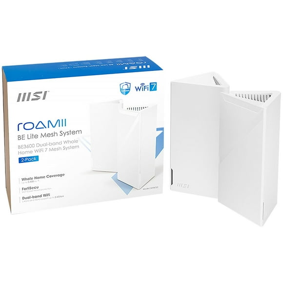 Kit Router Inalambrico MSI ROAMII BE LITE MESH SYSTEM Wi-Fi 7 BE3600 Doble Banda 3600Mbps 802.11be blanco