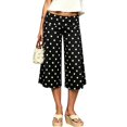 thumbnail image 4 of RUTAYY Women's Pants Cropped Wide Leg Polka Dot Fold Over Waist Loose Stretch Casual Trousers Black, 4 of 5