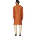 thumbnail image 5 of SKAVIJ Kurta Pajama Set for Men Jacquard Silk Embroidered Party Wear Dress Brown S, 5 of 6