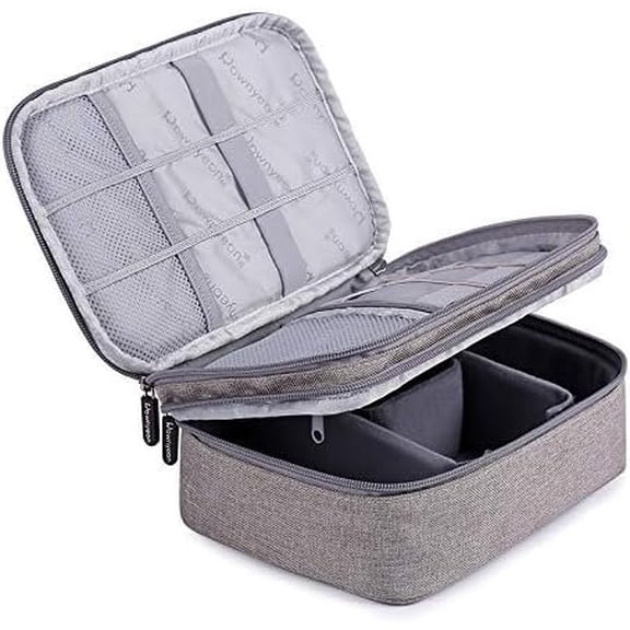 Rownyeon Makeup  Cases Travel Makeup Bag  Portable  Cases Organizer with Adjustable Dividers for  Makeup Brushes Toiletry  Digital Accessories (Grey Small)