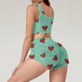thumbnail image 4 of Gytharion Flannel Pajamas Set for Women Cute Heart Print Fleece Warm Cropped Pj Tank Top and Shorts 2 Piece Loungewear Set Winter Soft Cozy Fuzzy Thermal Sleepwear Set, 4 of 5