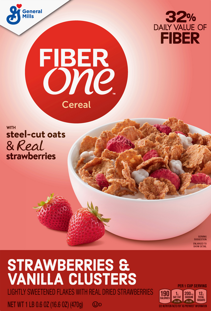 Fiber One Cereal, Strawberries and Vanilla Clusters, 16.6 oz Walmart