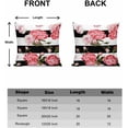 thumbnail image 5 of 2 Packs Decorative Cotton Throw Pillow Covers, Pink Floral Rose Black and White Stripe 20 x 20 Inch Square Reversible Soft Cushion Case for Couch Bedroom Sofa Living Room Chair Car, 5 of 6