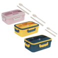 thumbnail image 2 of Contenedor Bento Fiambrera Bento Con Cuchara Palillos Comida Para Microondas Con Compartimento Azul Marino Azul marino Magideal Contenedor Bento, 2 of 6